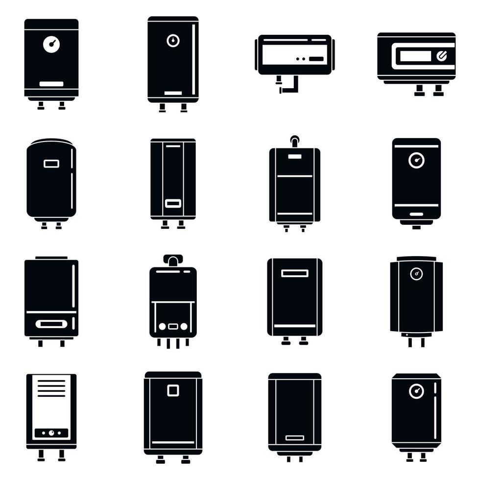 conjunto de iconos de gas de caldera, estilo simple vector