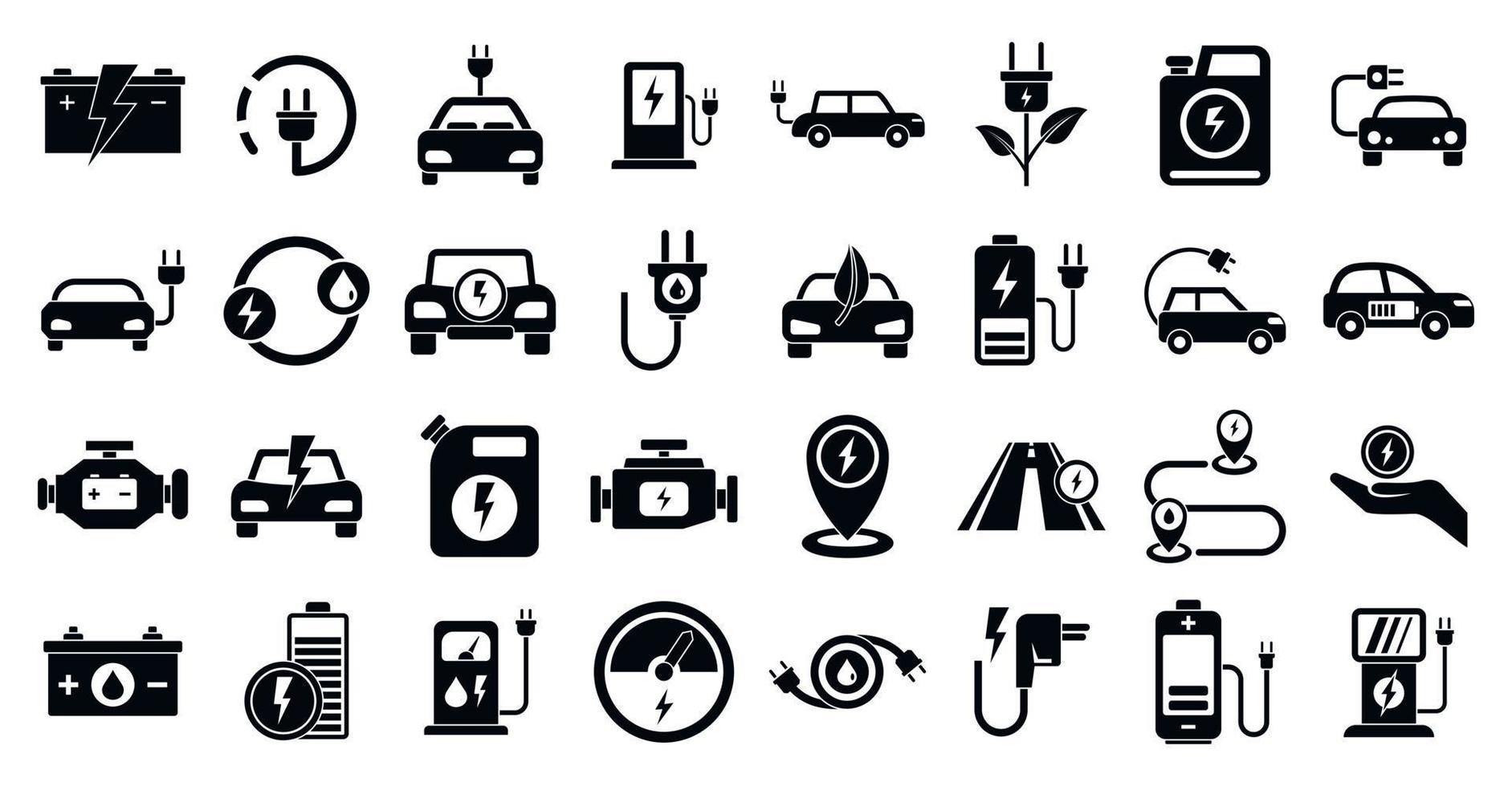 Hybrid icons set, simple style vector