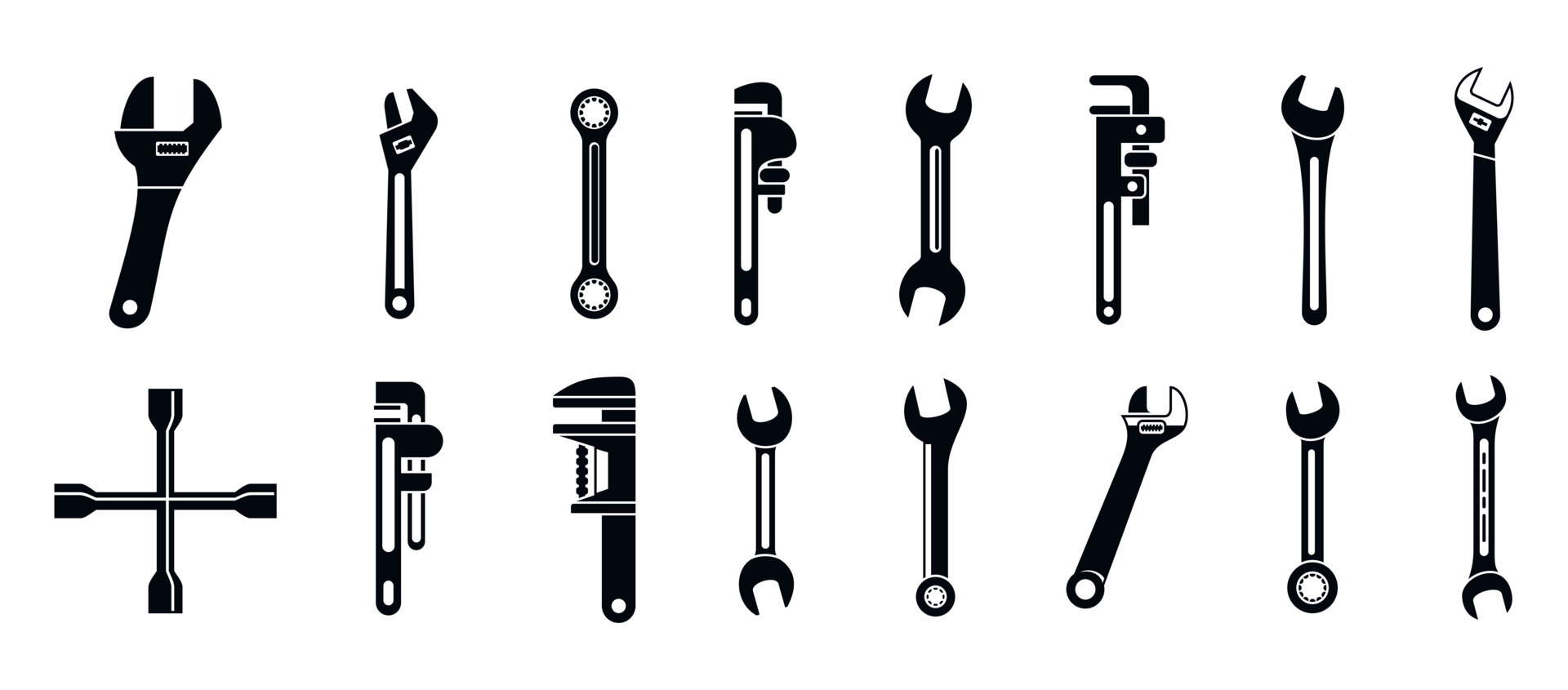Wrench key icons set, simple style 8883097 Vector Art at Vecteezy