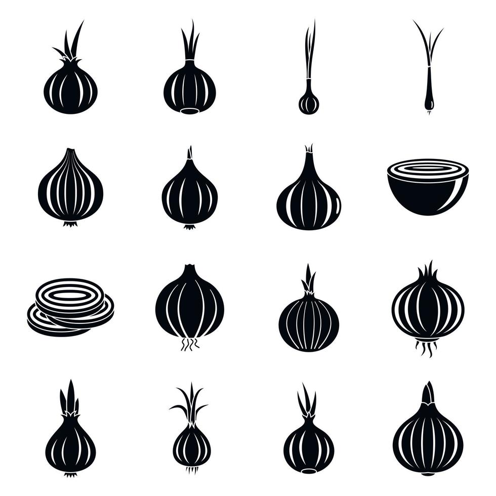 Onion icons set, simple style vector