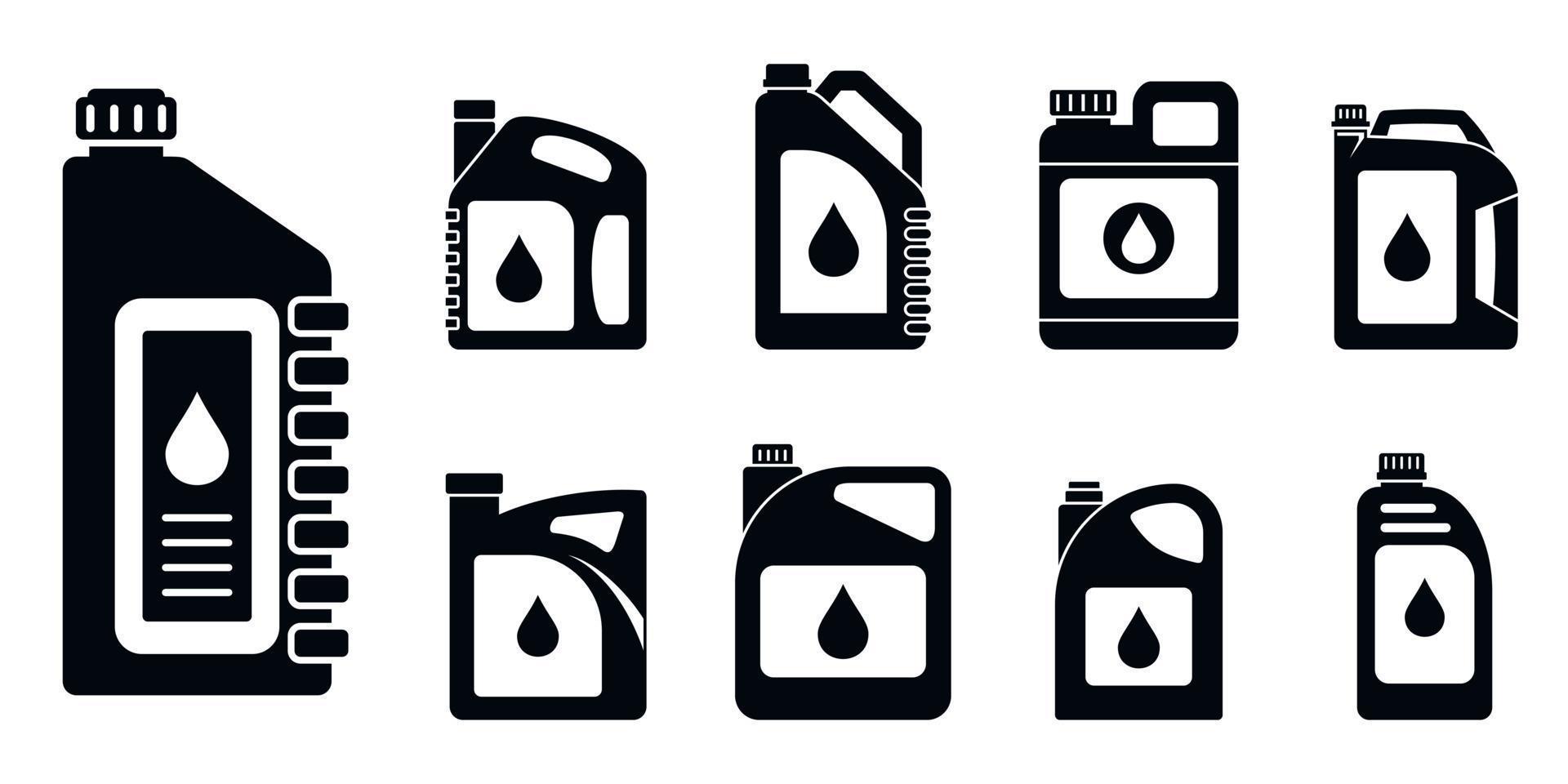 Motor oil engine icons set, simple style vector