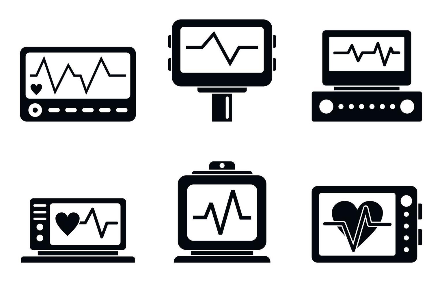 conjunto de iconos de electrocardiograma, estilo simple vector