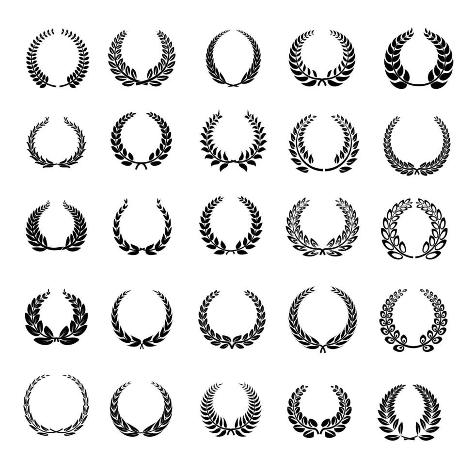 Laurel wreath icons set, simple style vector