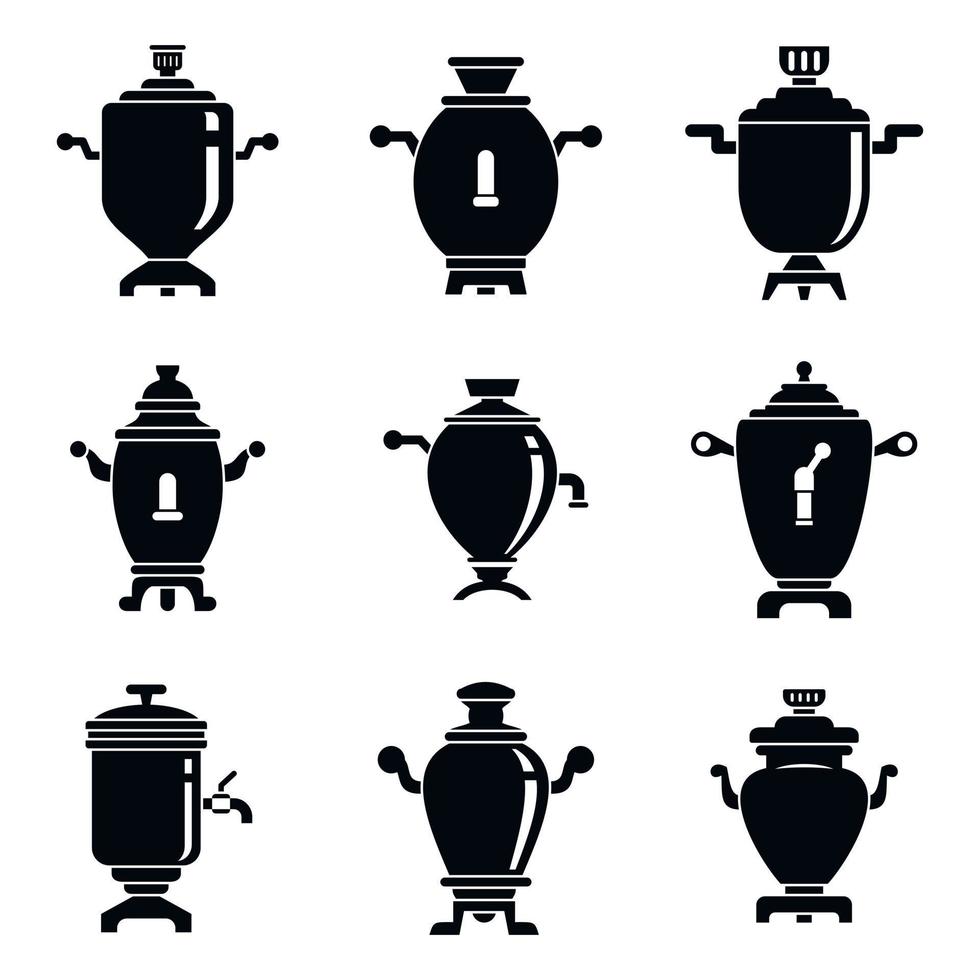 Samovar icons set, simple style vector