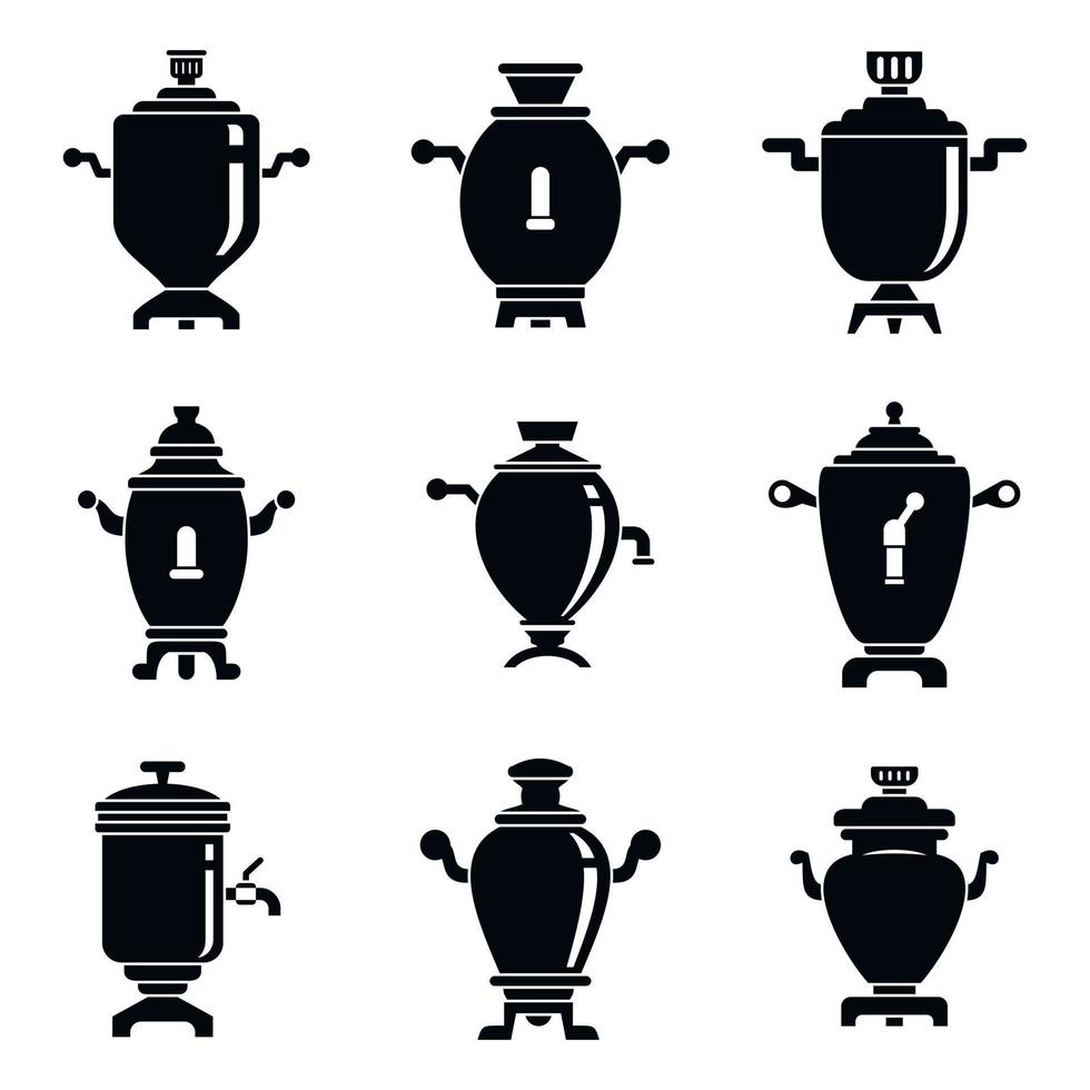 conjunto de iconos de samovar, estilo simple vector