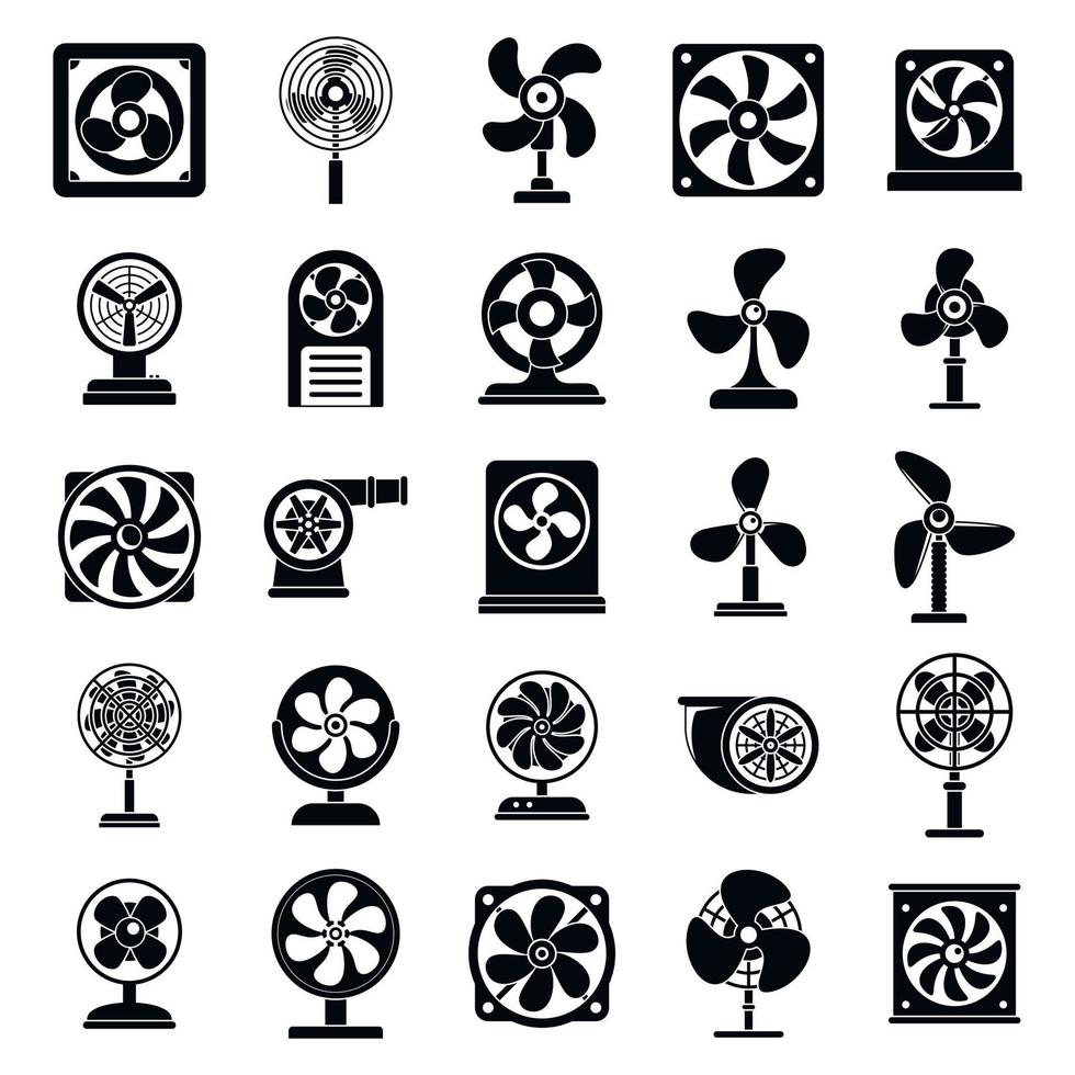 Ventilator propeller icons set, simple style vector