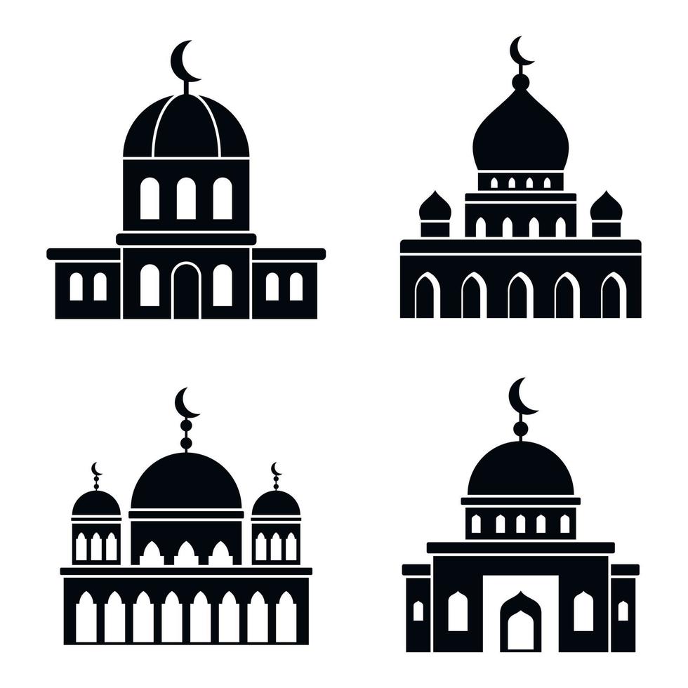 Mosque islam icons set, simple style vector