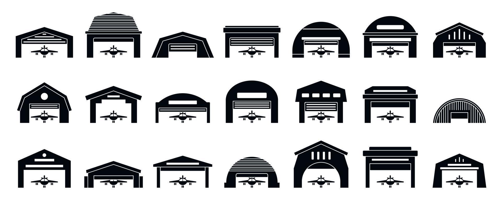 conjunto de iconos de hangar, estilo simple vector