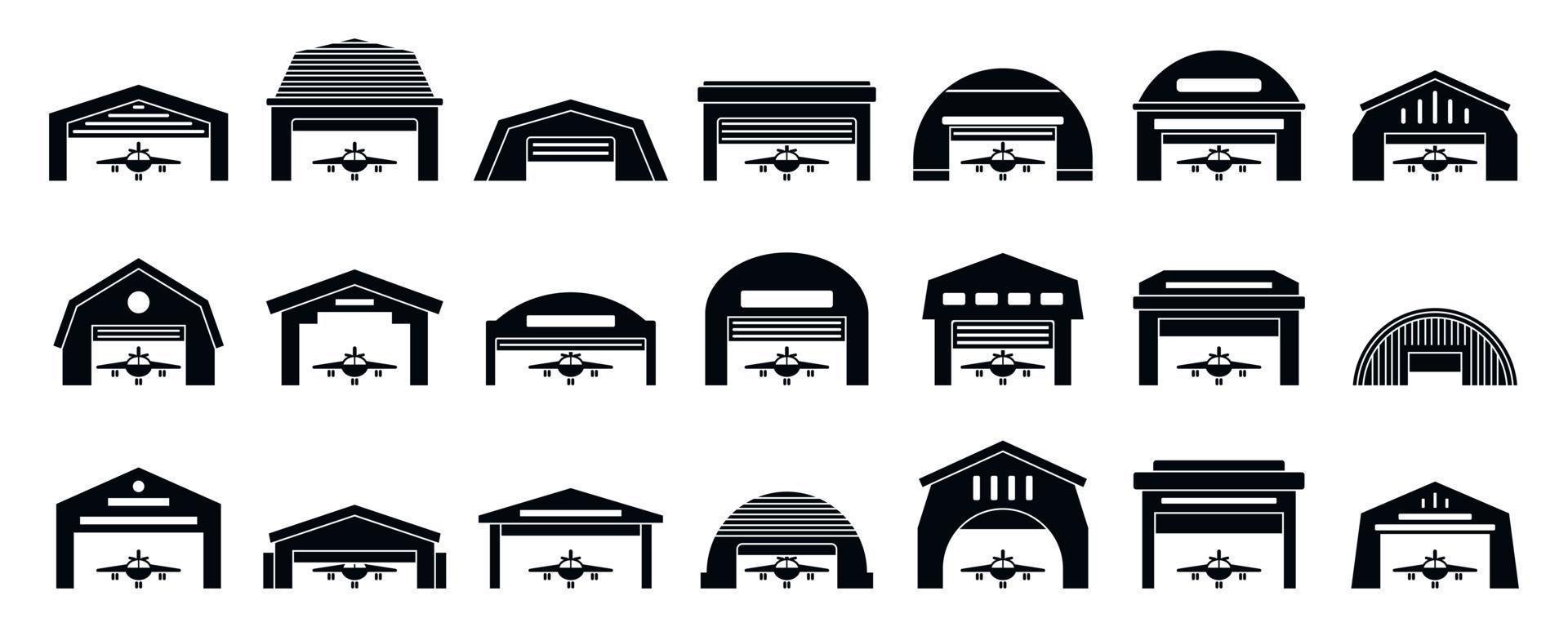 Hangar icons set, simple style vector