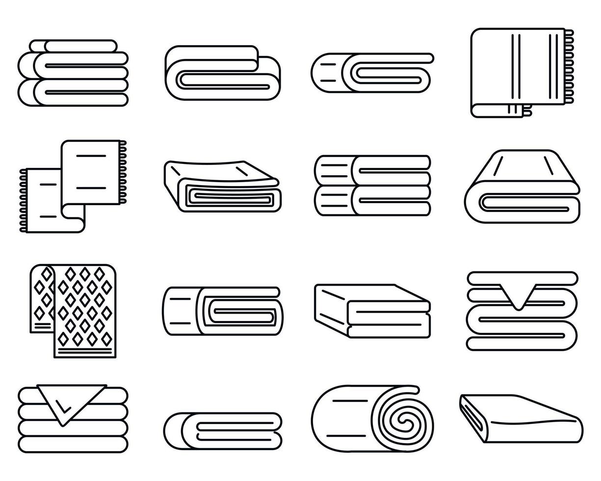 Blanket cover icons set, outline style vector