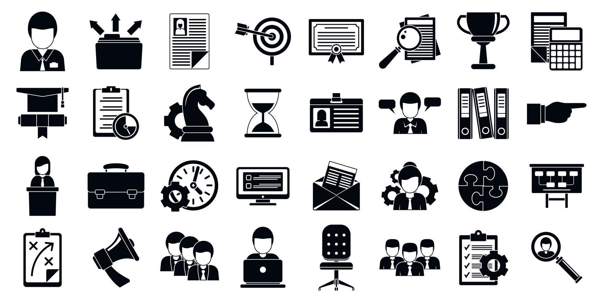 Modern managing skills icons set, simple style vector