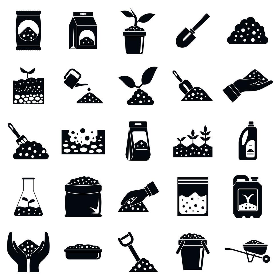 Soil icons set, simple style vector