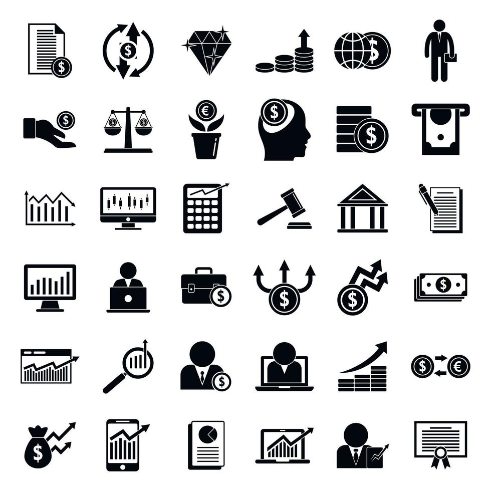 Broker icons set, simple style vector