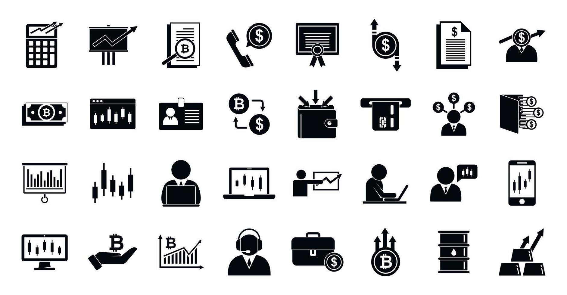 conjunto de iconos de escritorio de comerciante, estilo simple vector