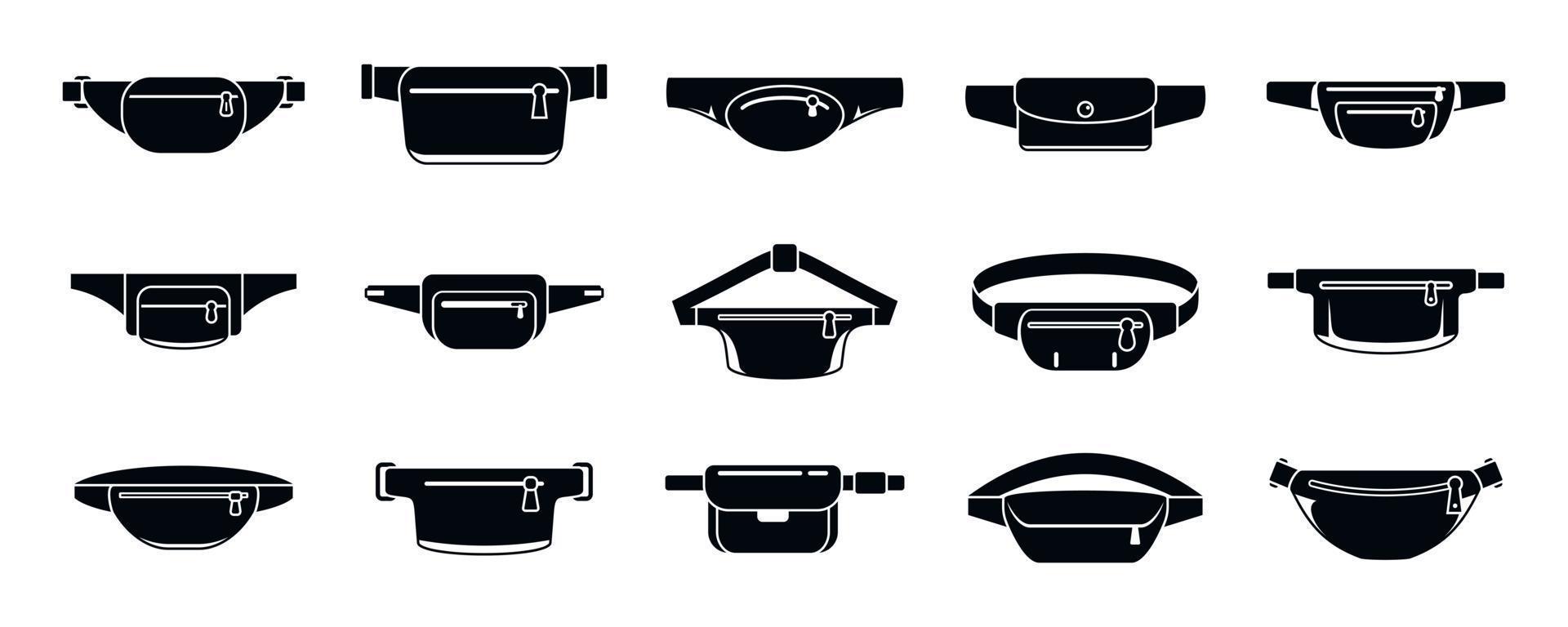Modern waist bag icons set, simple style vector