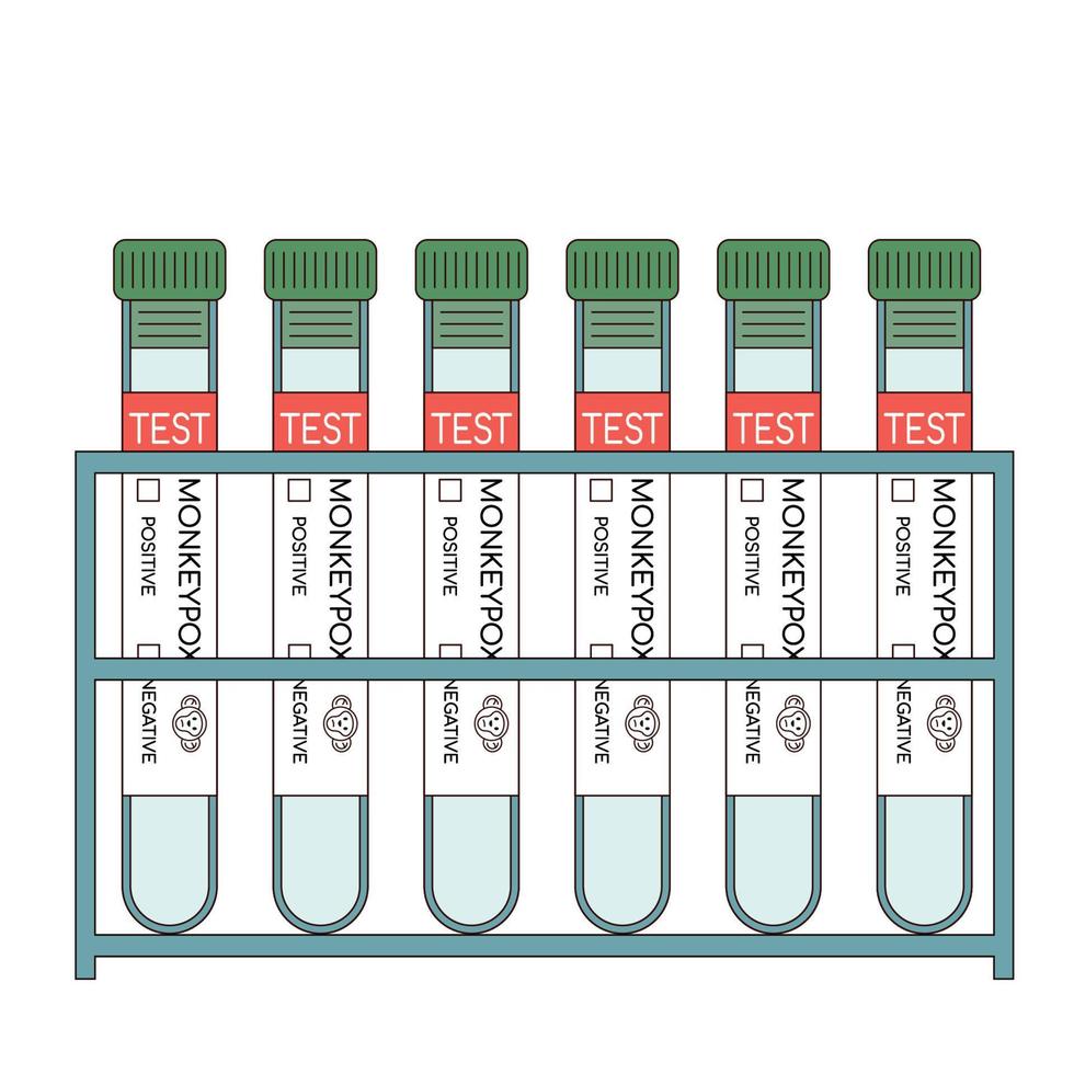 estilo de diseño plano de muestra de rack de tubos de ensayo perfecto para el diseño de elementos en infografía y animación en el hospital. vector