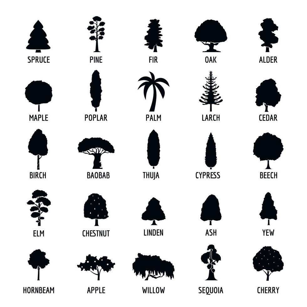 Tree icons set, simple style vector