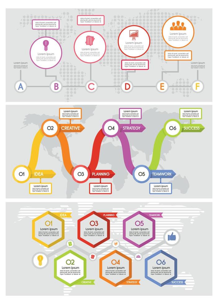 Workflow timeline banner concept set, flat style vector