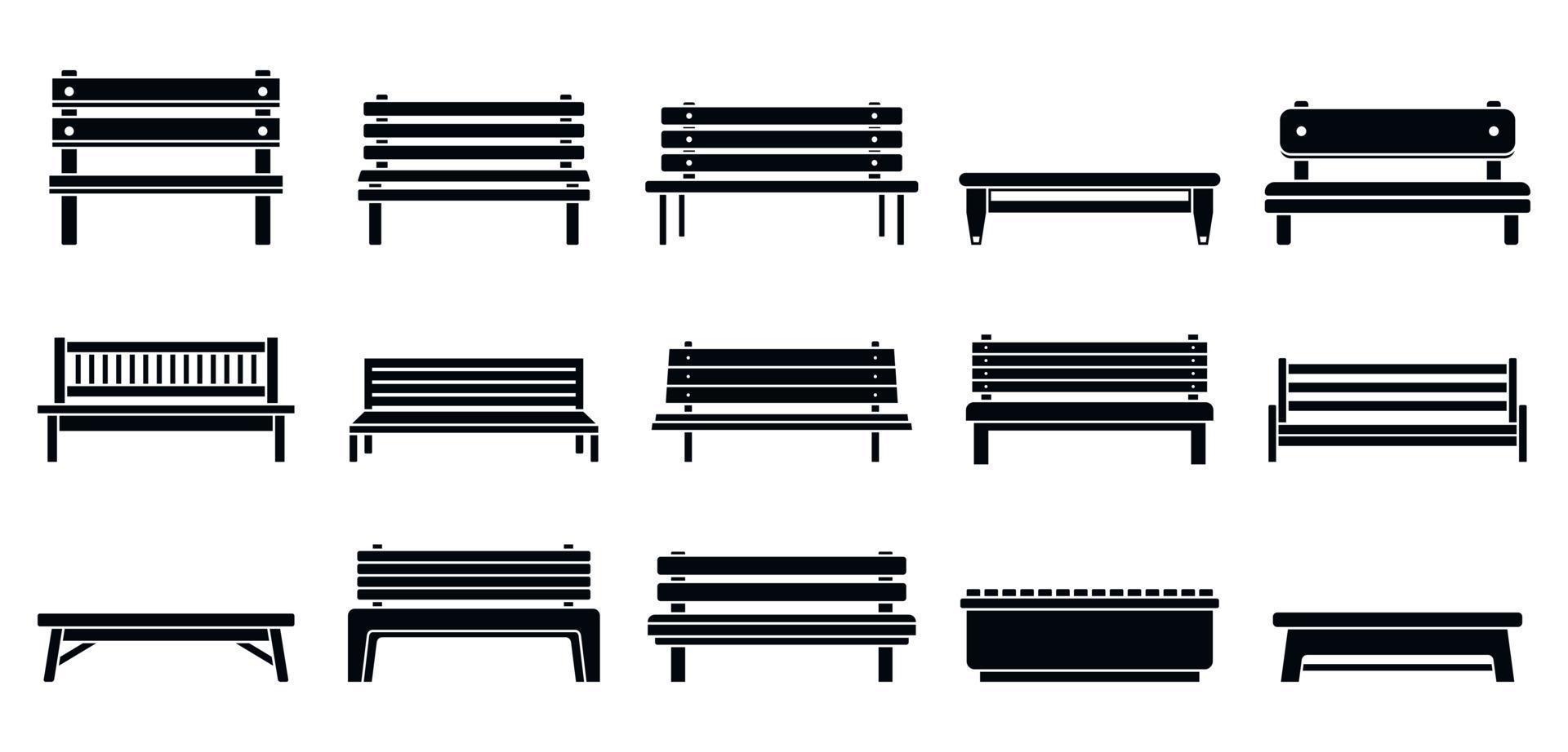 Park bench icons set, simple style vector