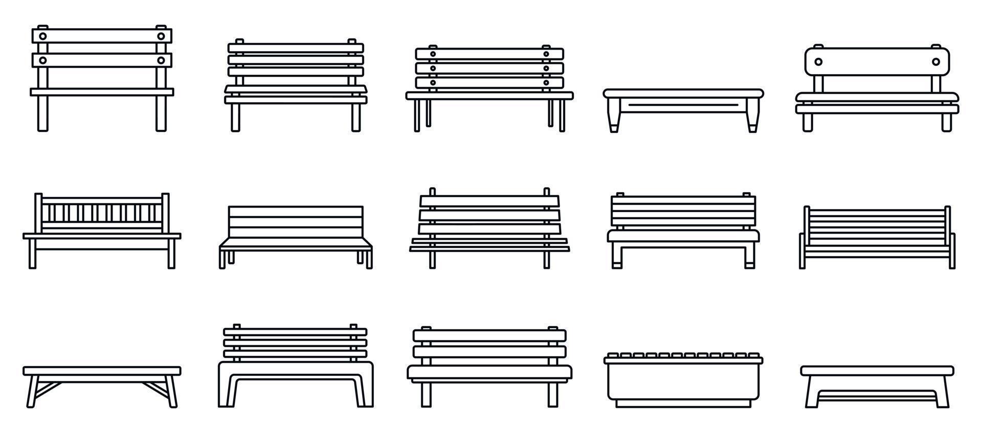 conjunto de iconos de banco de la calle, estilo de contorno vector