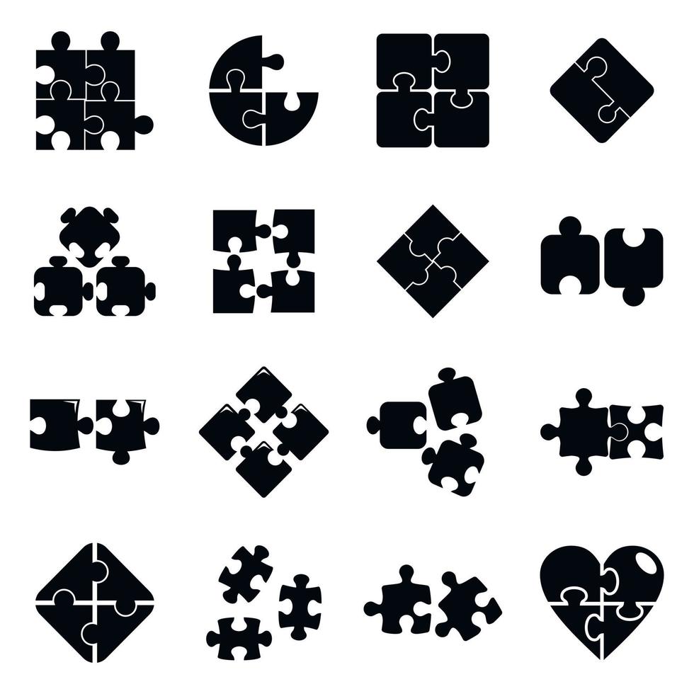 conjunto de iconos de rompecabezas, estilo simple vector