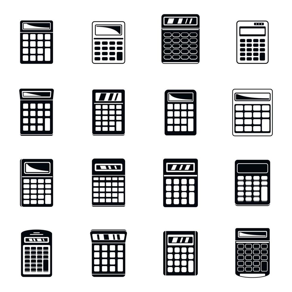 conjunto de iconos de calculadora de dinero, estilo simple vector