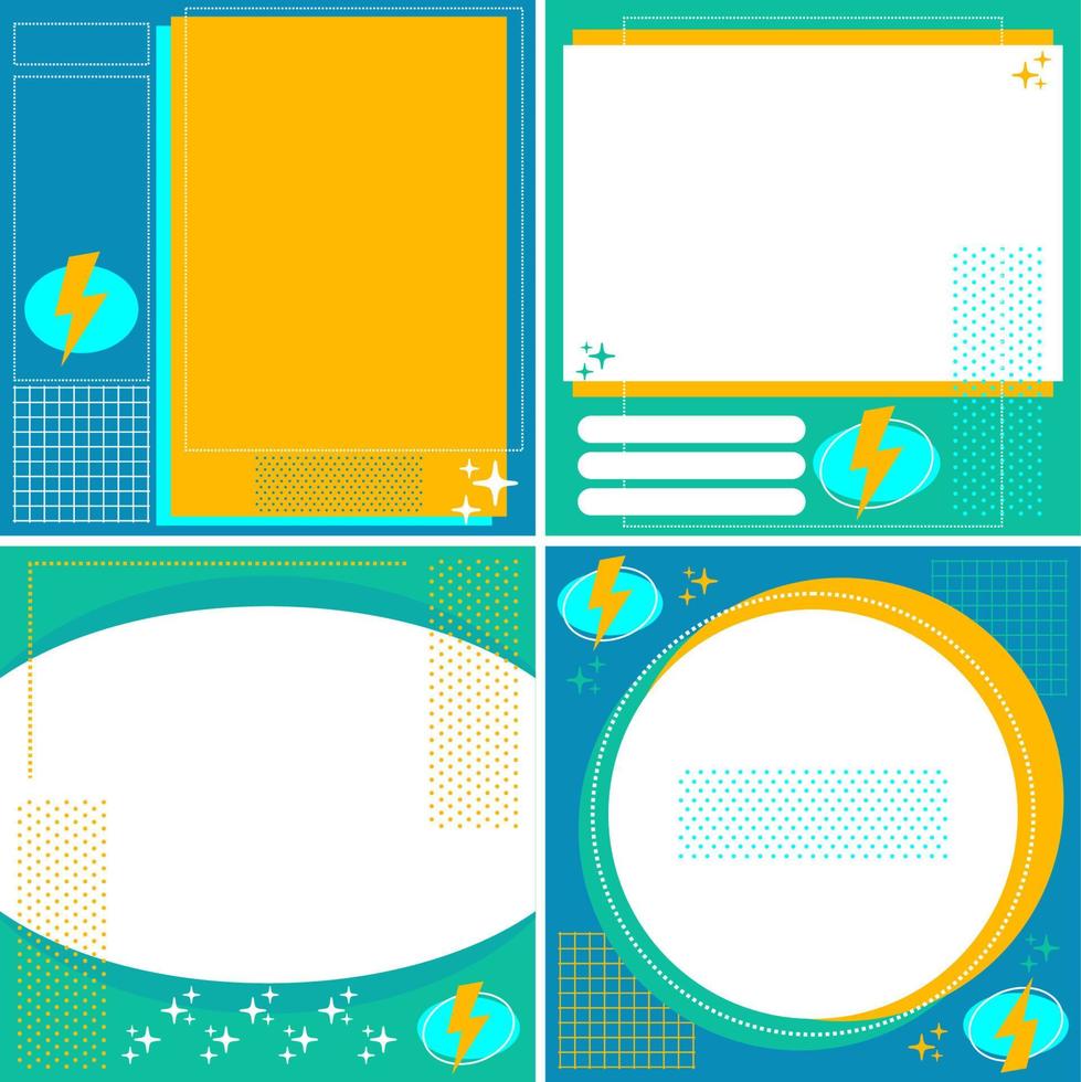 Geometric Retro Comic Vibrant Color Instagram Feed Template Background vector