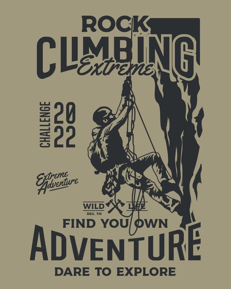 Mountain Rock Climbing Adventure Design T Shirt vector