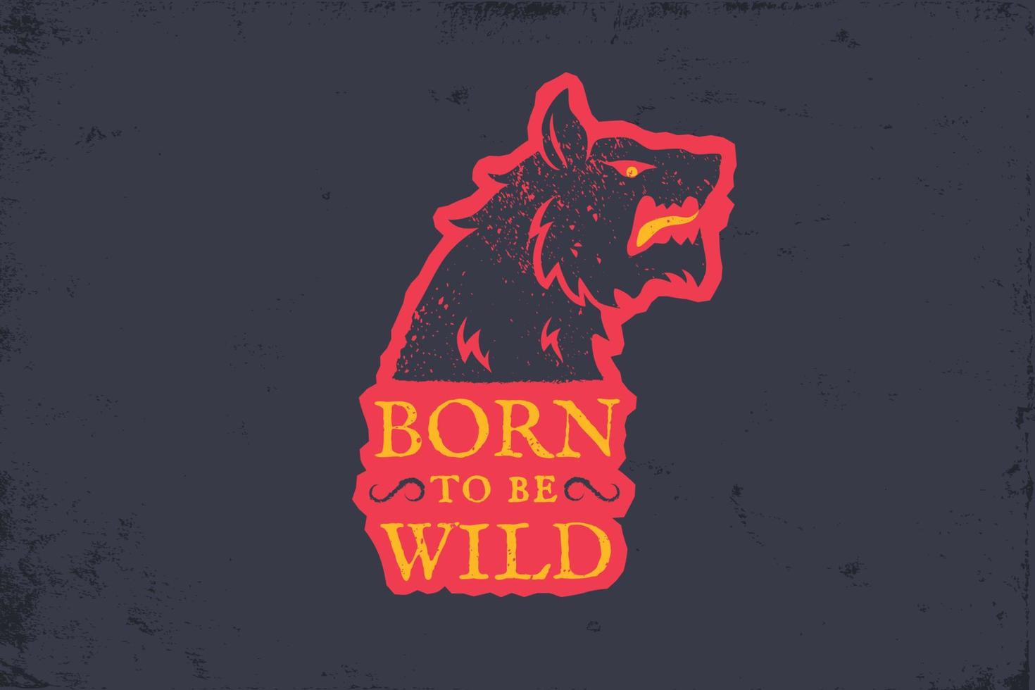 logotipo vectorial vintage con lobo sobre fondo de papel antiguo. vector