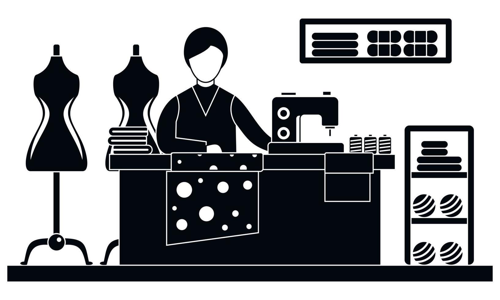 Woman tailor concept banner, simple style vector