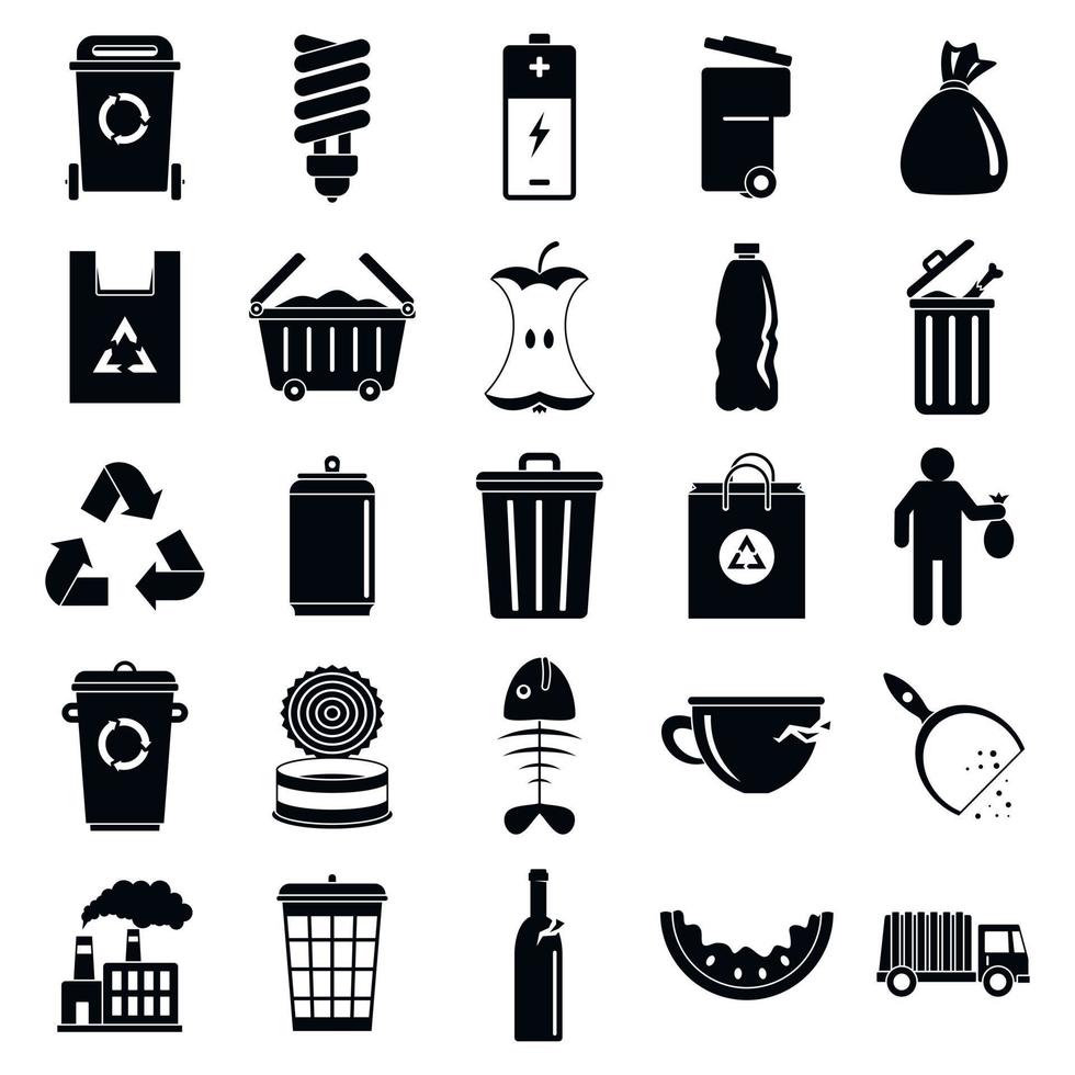 City garbage icons set, simple style vector