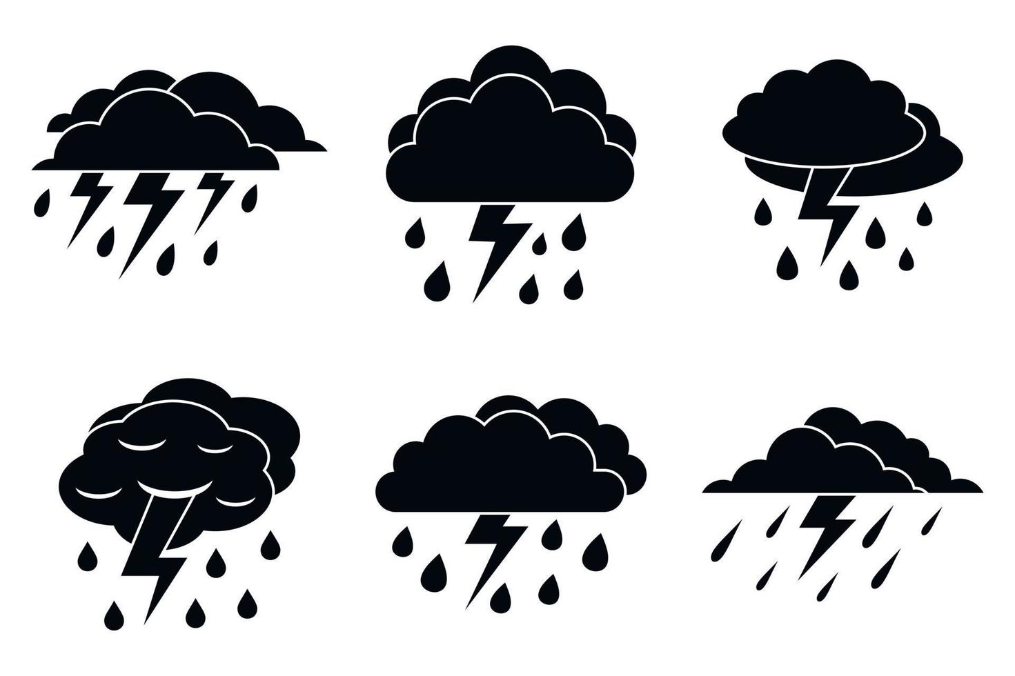 conjunto de iconos de tormenta de peligro, estilo simple vector