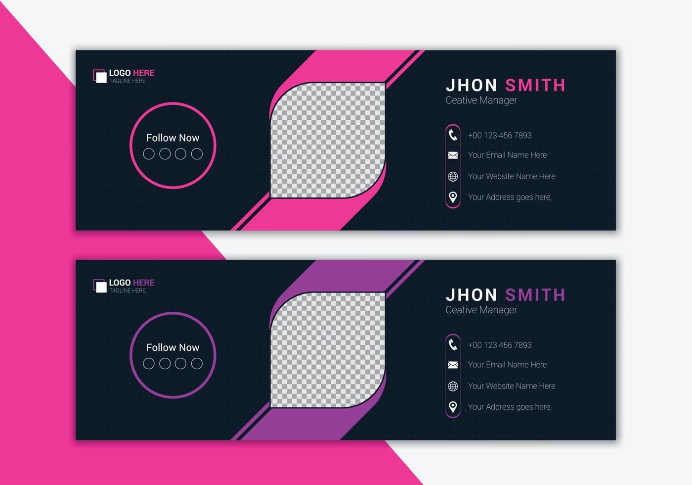 Modern email signature and professional email footer template design vector