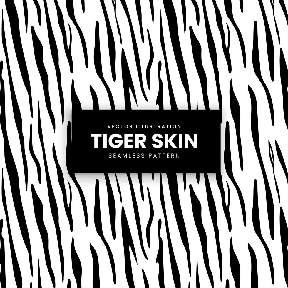 white print black line tiger texture background vector