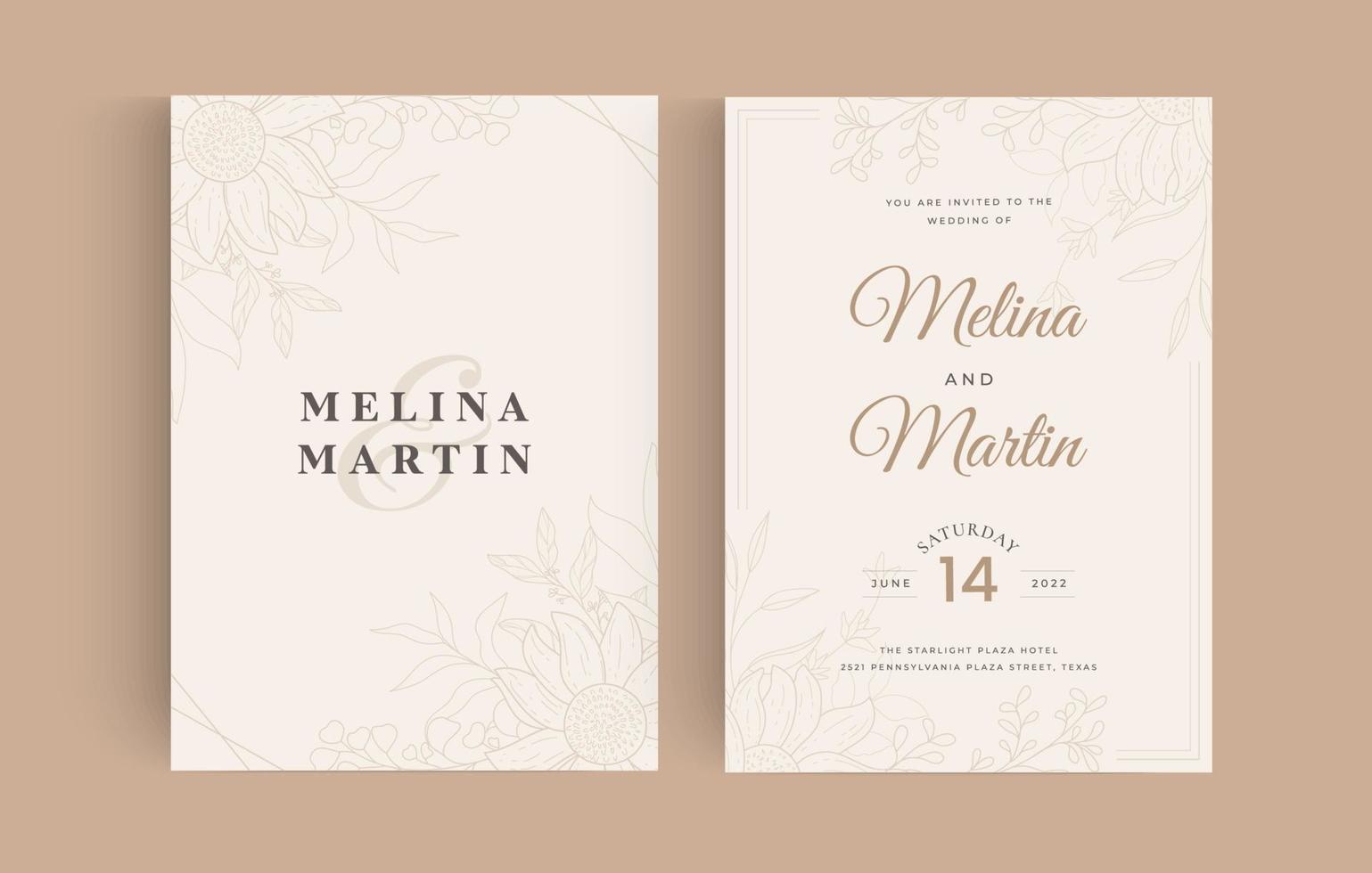 boda de lujo guardar la fecha, colección de tarjetas de invitación. portada de moda vectorial, póster gráfico, folleto floral geométrico, plantilla de diseño vector