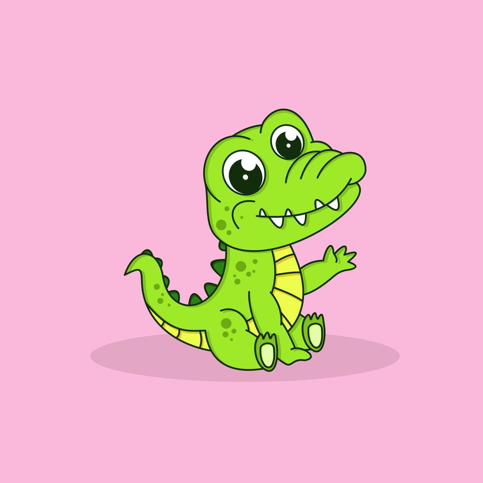 cute alligator sit down vector