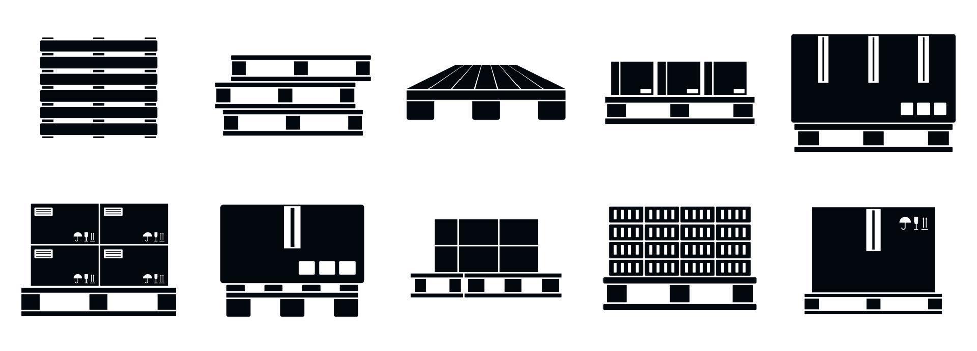 Pallet tray icons set, simple style vector