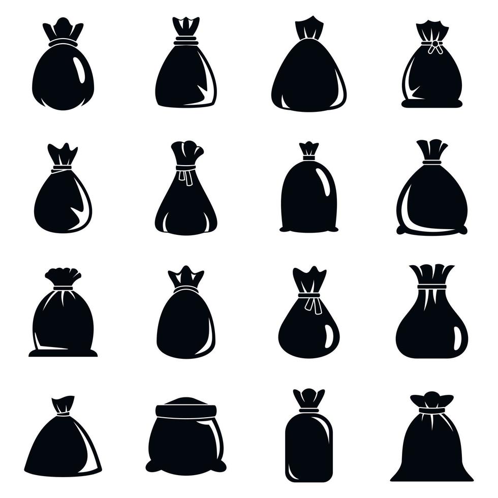Sack icons set, simple style vector