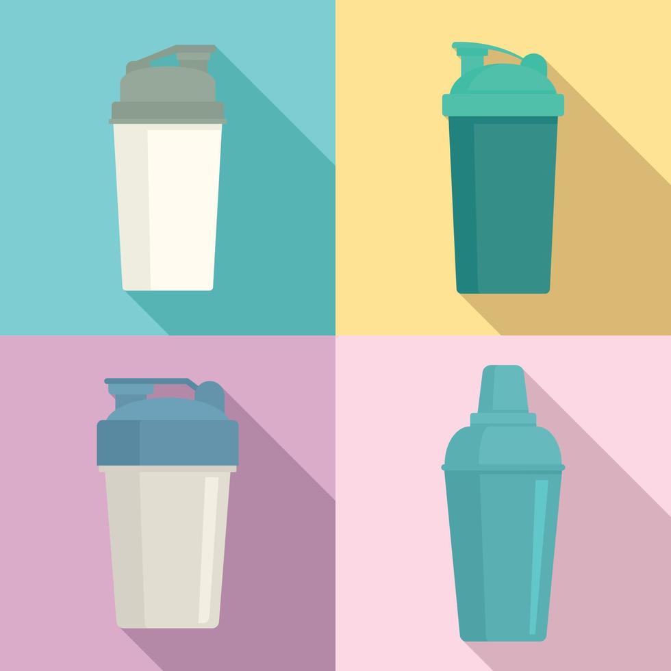 Shaker icons set, flat style vector