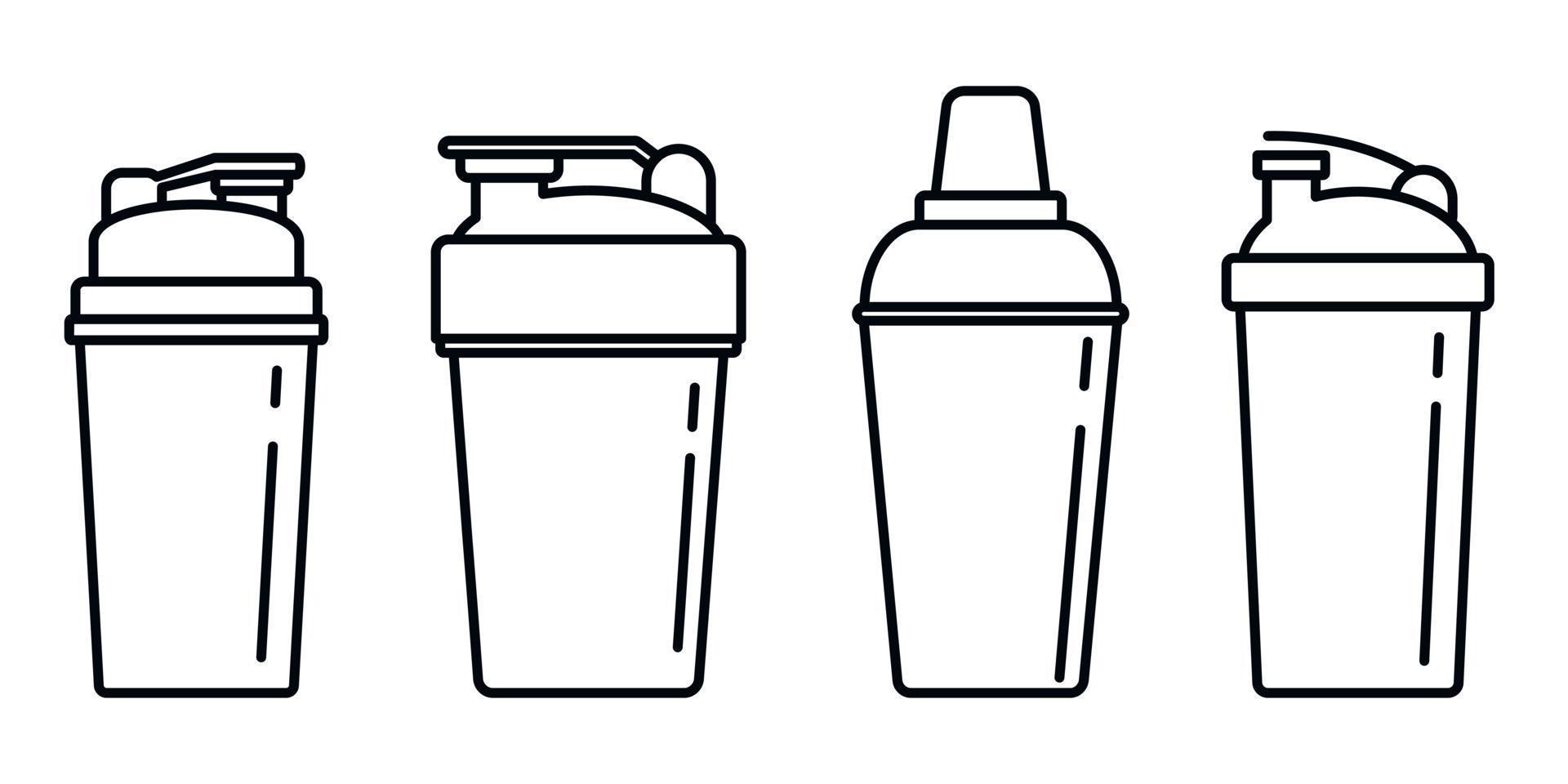 Shaker cup icons set, outline style vector