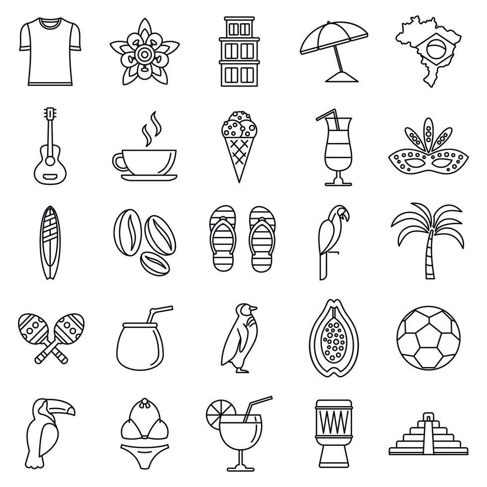 Conjunto de iconos de país de brasil, estilo de contorno vector