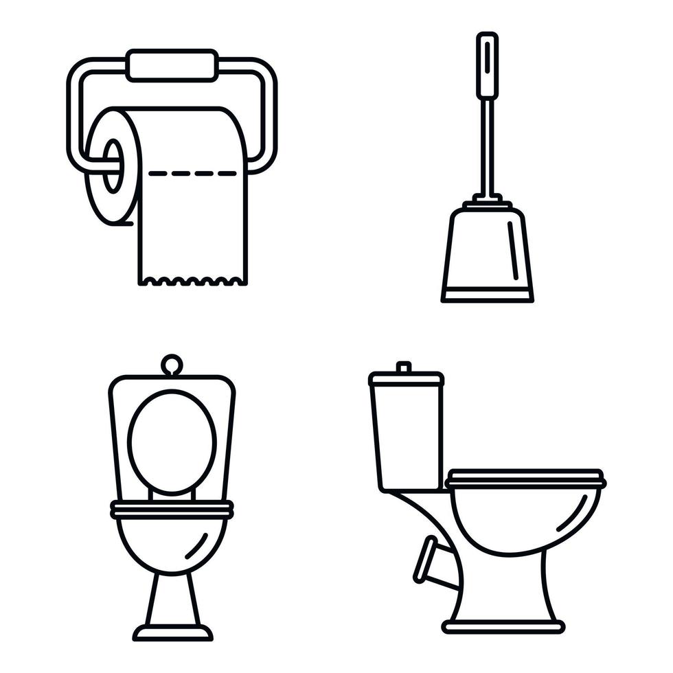 Restroom toilet icons set, outline style vector