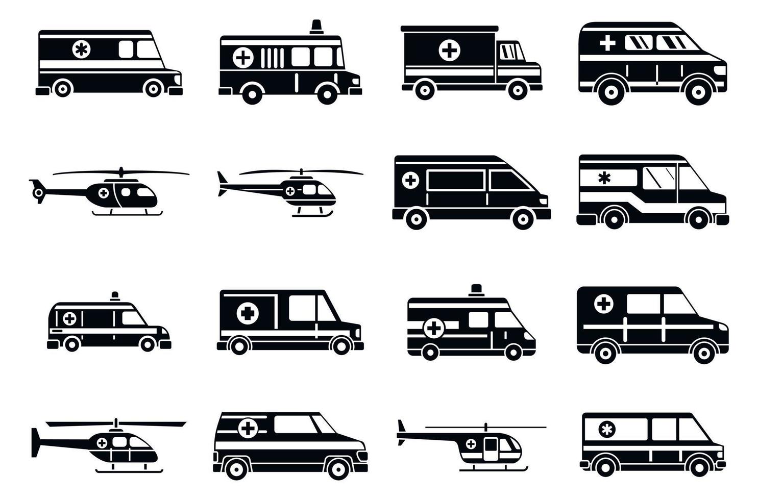 conjunto de iconos de ambulancia de la ciudad, estilo simple vector