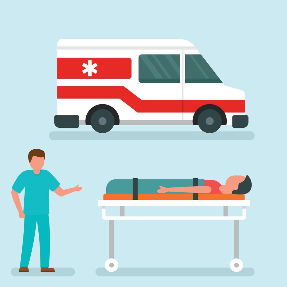 banner de concepto de ayuda de coche de ambulancia, estilo plano vector