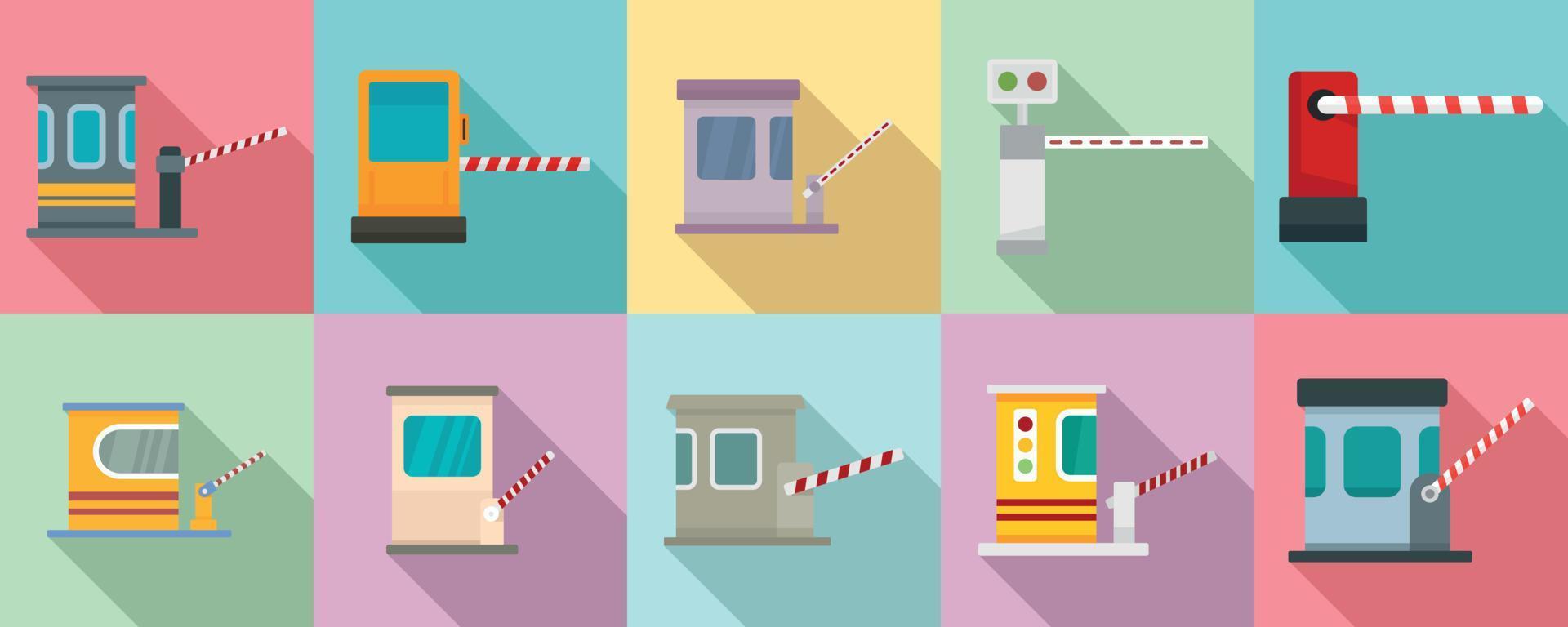 Toll road icons set, flat style vector