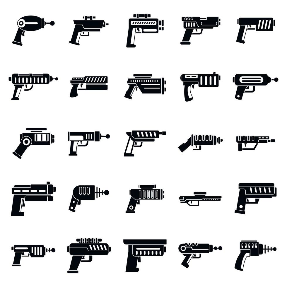 Blaster gun icons set, simple style vector