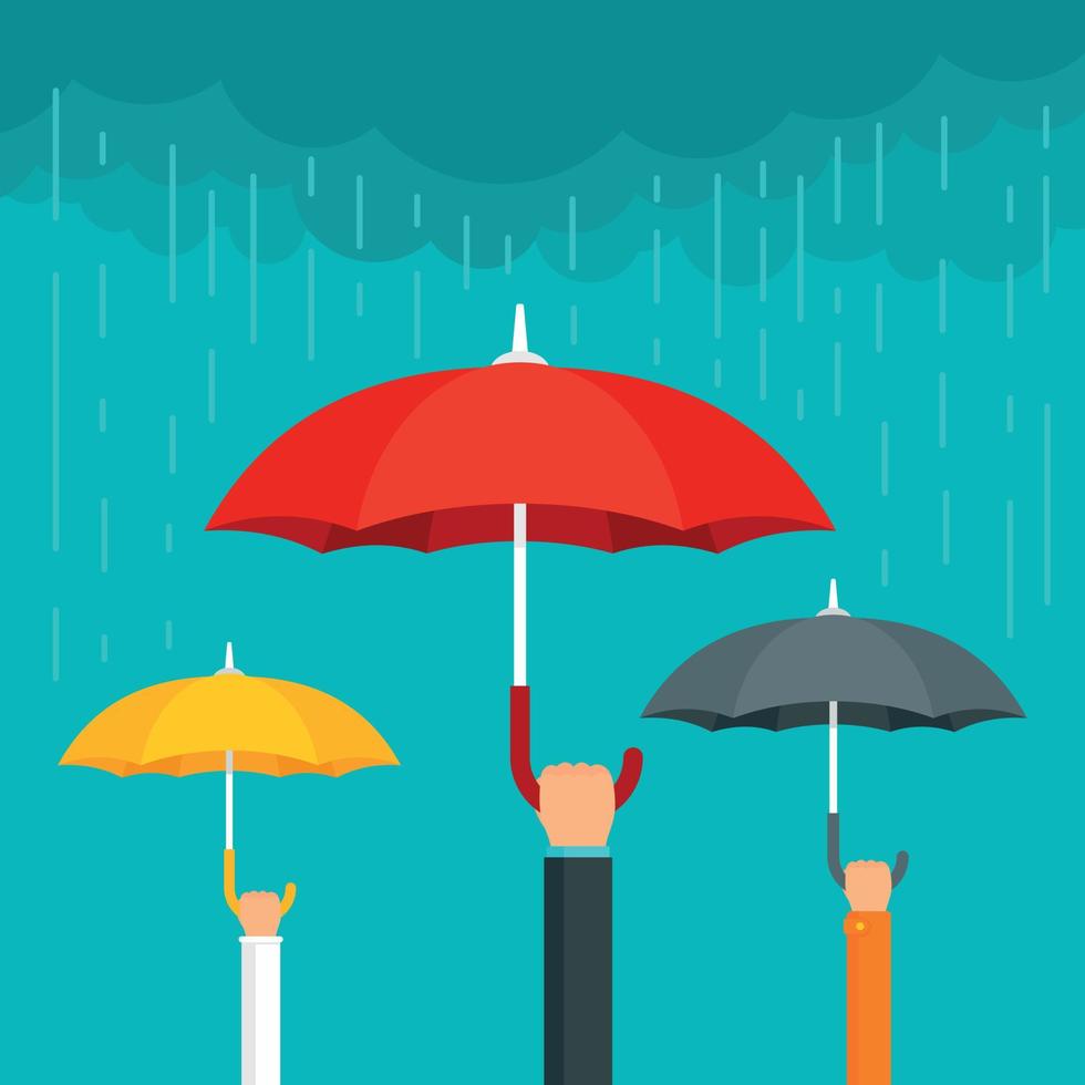 Umbrella concept background, flat style vector