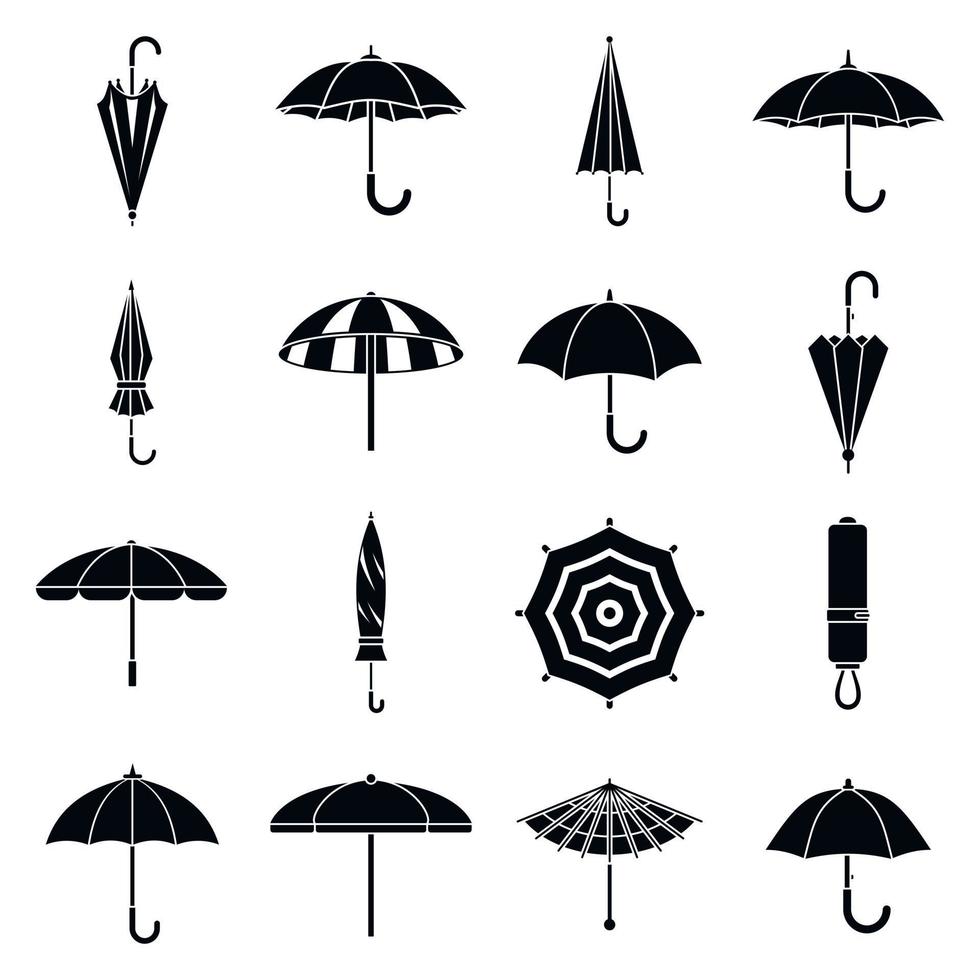 Umbrella accessory icons set, simple style vector