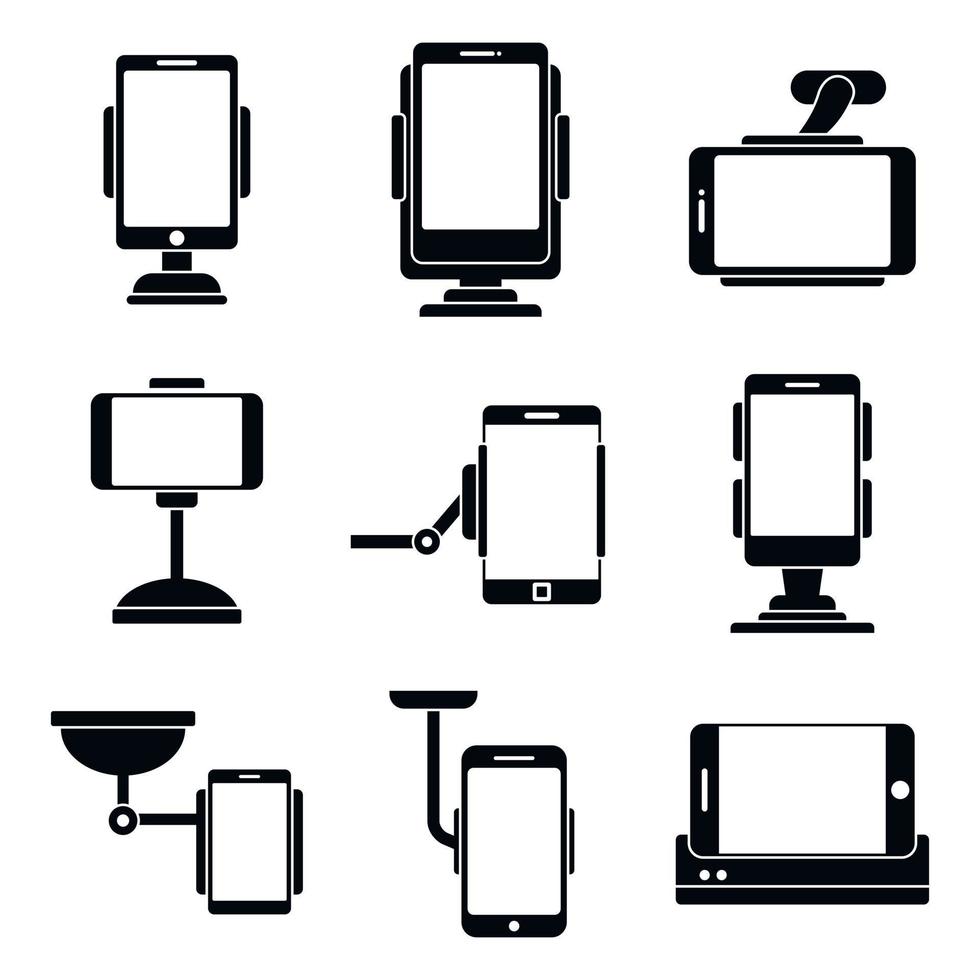 Conjunto de iconos de soporte móvil para coche, estilo simple vector