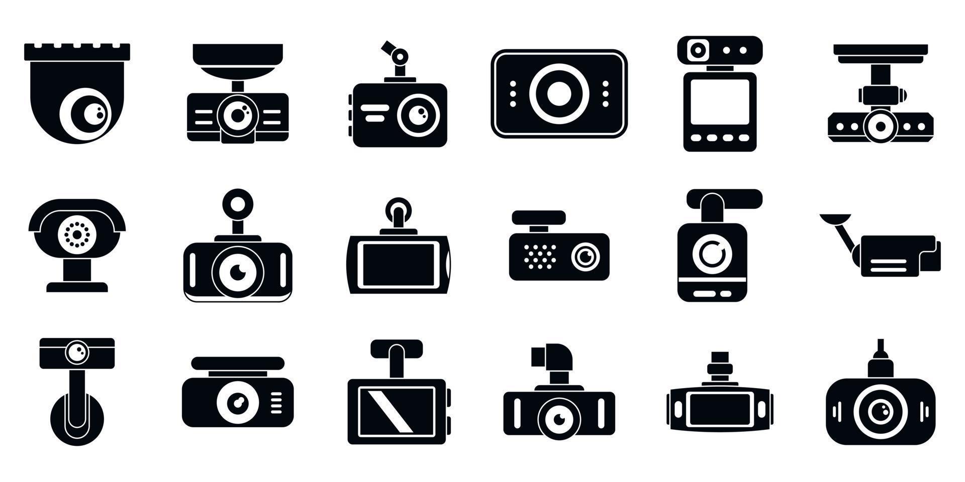 DVR camera icons set, simple style vector